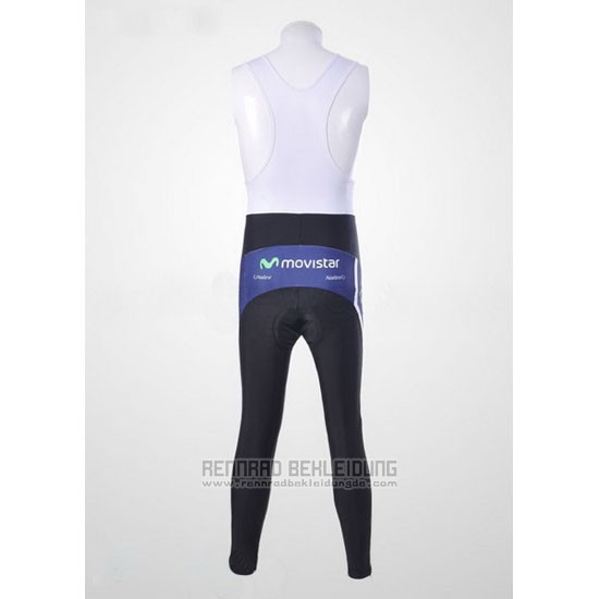 2011 Fahrradbekleidung Movistar Blau Trikot Langarm und Tragerhose